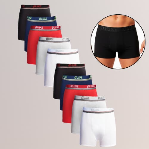 Kit C/5 Cuecas Box Microfibra Masculina Elástico Confortavel Cueca Boxer Forro 100% Algodão