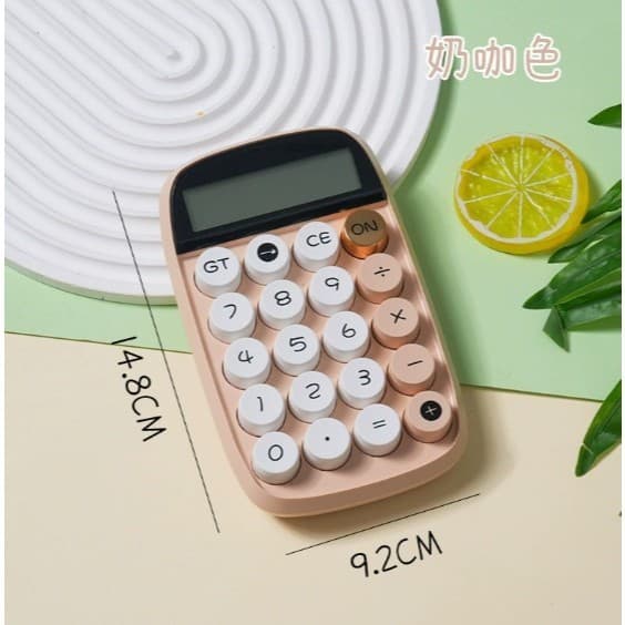 Calculadora Kawaii Coloridas Grande Teclas Redondas Design Retrô Silenciosa Escritório Escola Estudos Display Grande