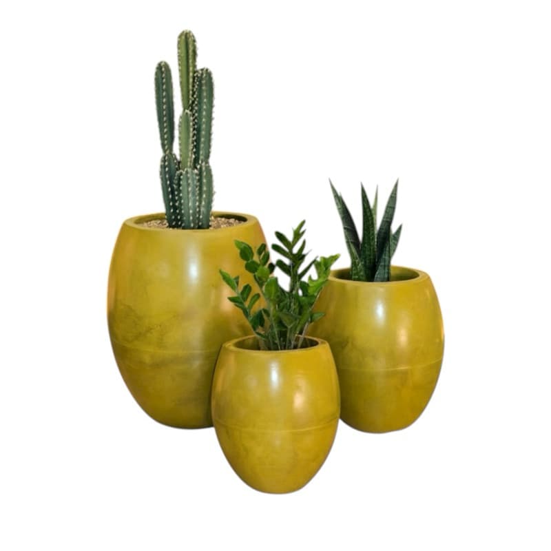Kit 3 Vasos Oval Luxo para plantas em Polietileno P,M e G