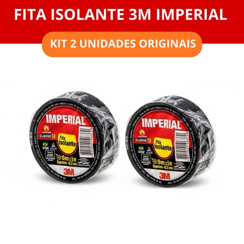 KIT 2 Fita Isolante 3M Imperial 5 Metros | Antichama Profissional | Fita para Reparo Elétrico e Eletricista