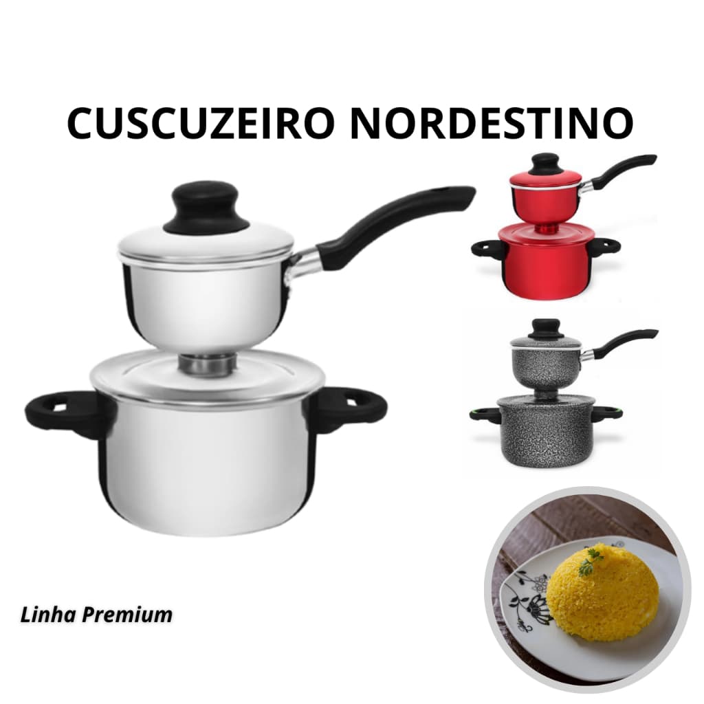 Cuscuzeiro Individual Nordestino e Cozi Vapor Paulista Alumínio - ALUMIC
