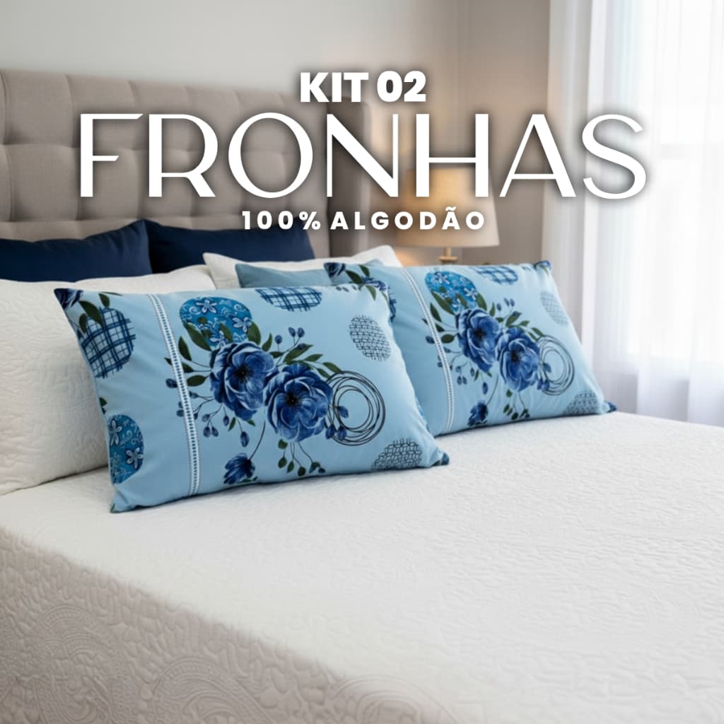 Kit 2 Fronhas Estampadas Malha Grossa 100% Algodão Premium Super Macias Fronha Travesseiro Qualidade