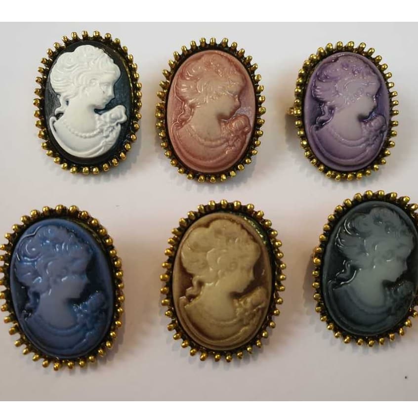 broche camafeu retrô víntage Gótico base dourada várias cores, unidade