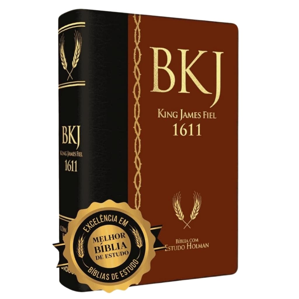 Bíblia de Estudo King James 1611 Fiel BKJ Original Capa Marrom e Preta Edição Atualizada e Completa
