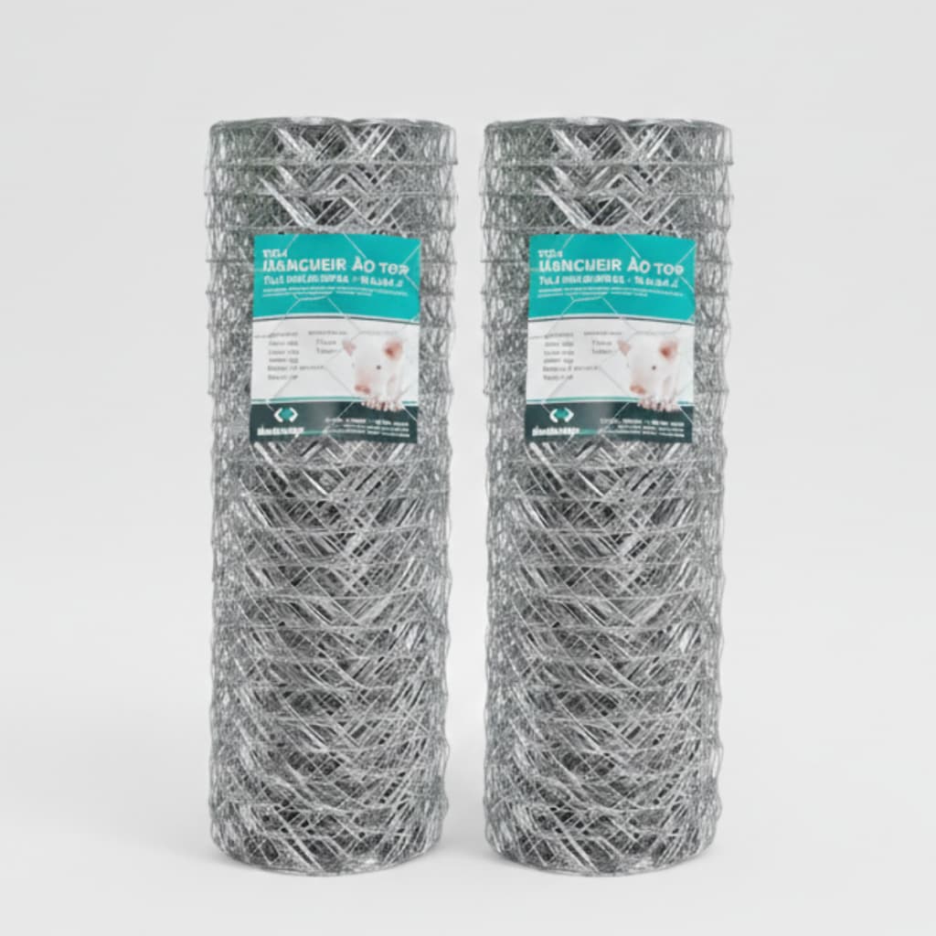 Kit 2 Rolos Tela Mangueirão 0,80m x 50m – Fio 18 Galvanizada Malha 3" Rural Cercamento