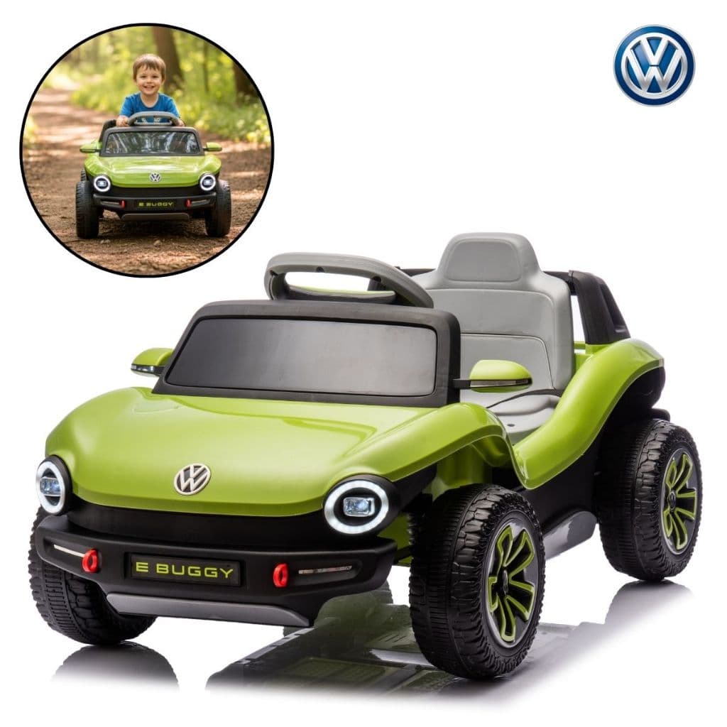 Carro Elétrico Infantil 12V Buggy Volkswagen Verde – Luzes e Som, Diversão Garantida, Carro Elétrico para Crianças