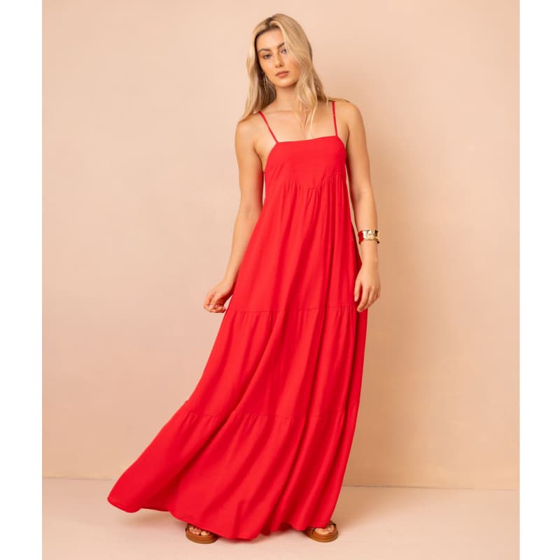 Vestido Longo Feminino Clarisse Viscose Slim Plus Size Elegante P ao G4 Tendência Verão Natal