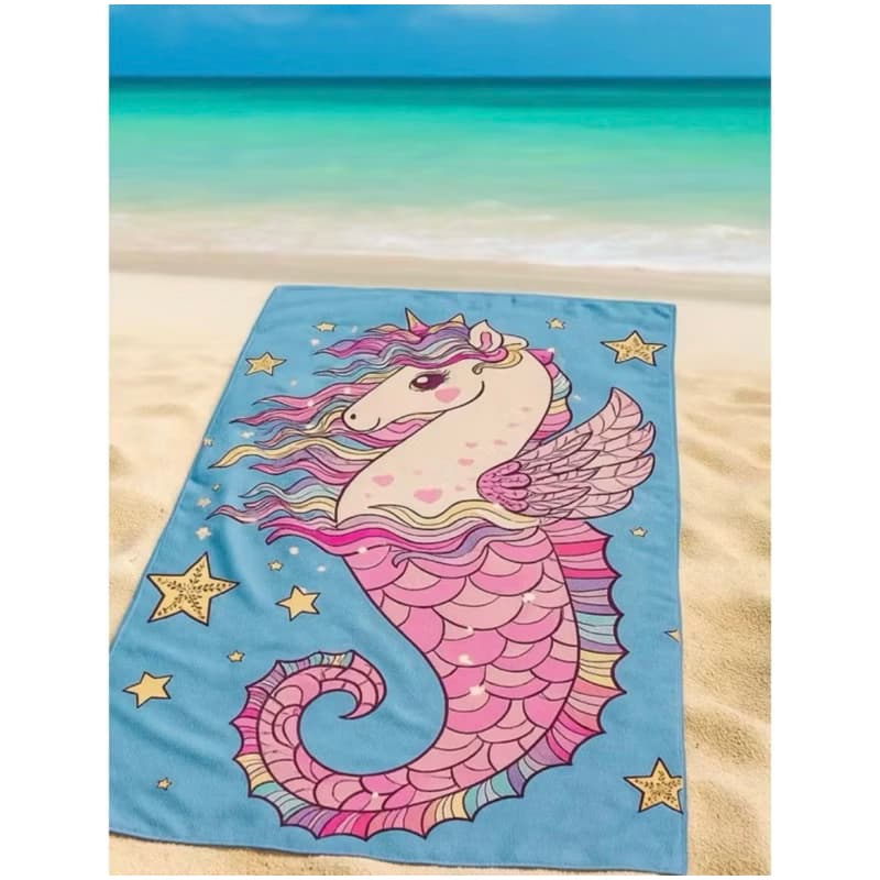 Kit c/12 Toalhas De Praia ou Piscina Cavalo-Marinho 140x70cm Não gruda areia