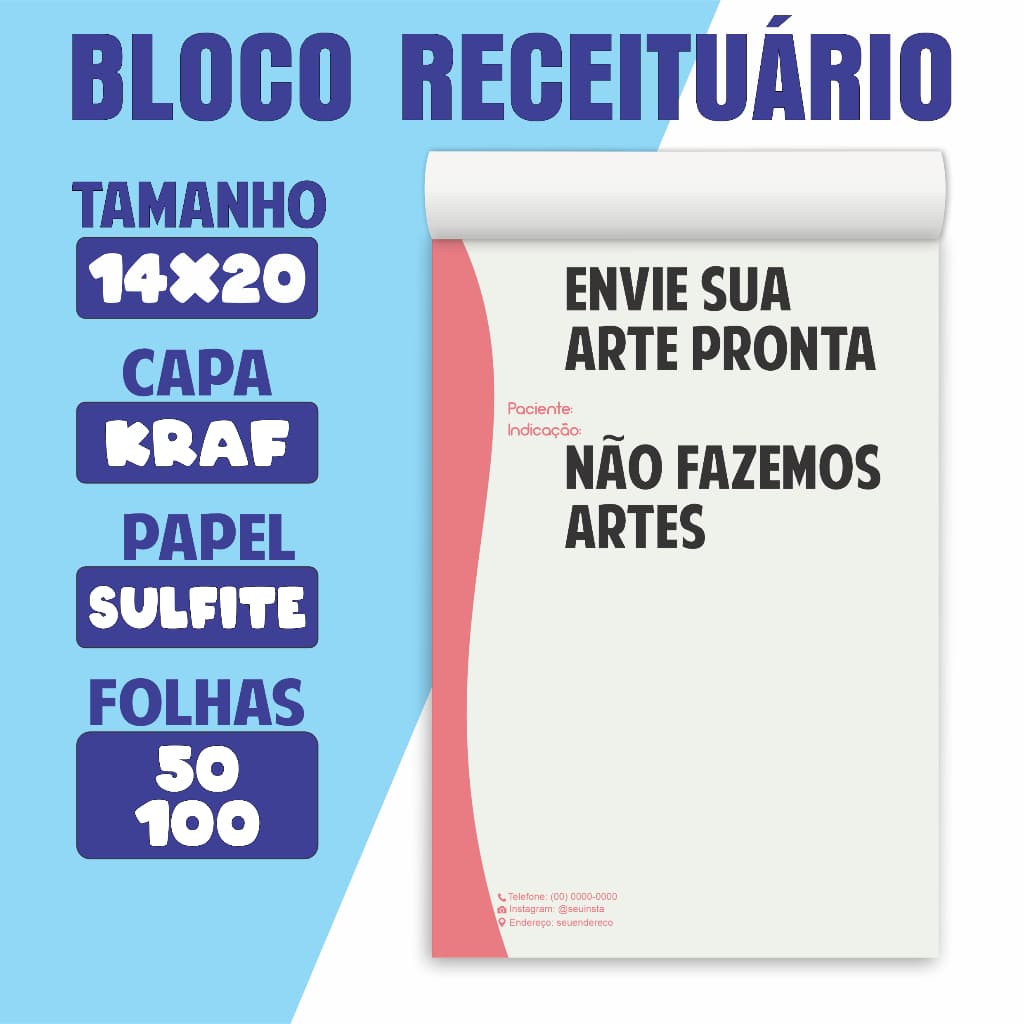 Bloco de Receituário Personalizado Atestado 14x20 Ideal para Profissionais da Saúde