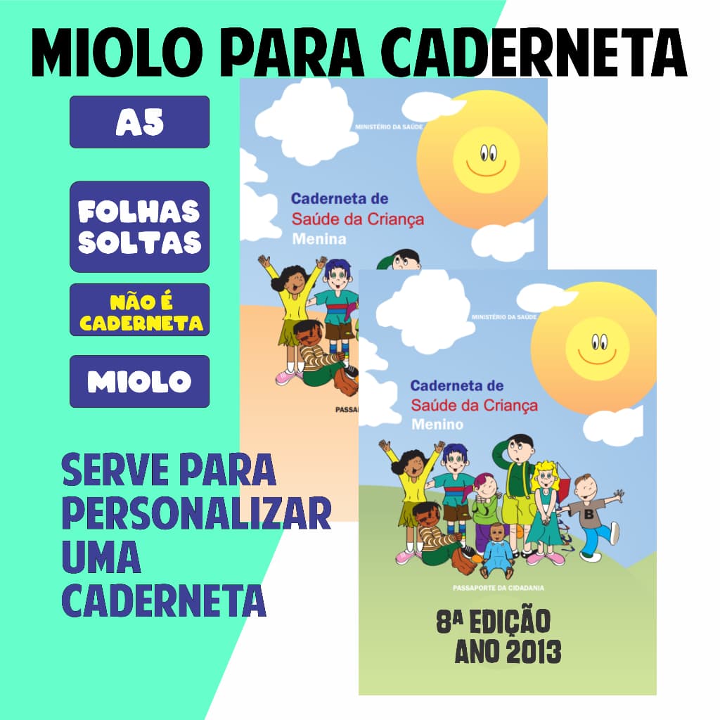 Miolo Para Caderneta de Vacina | Ano 2013 8ª Edição | Miolo de cartão de Vacina [NÃO É CADERNETA]