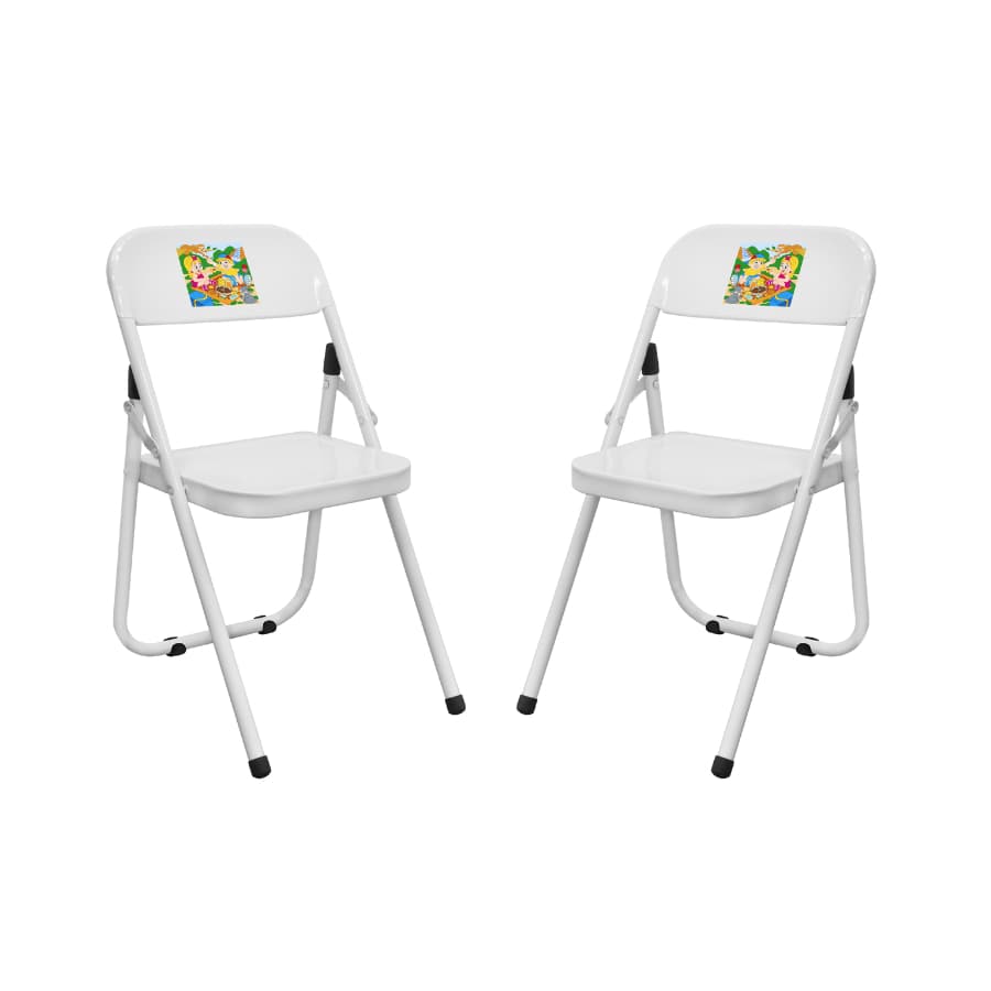 Kit 2 Cadeirinhas Infantil Criança Metal Resistente Desenhos Divertidos Fantasia