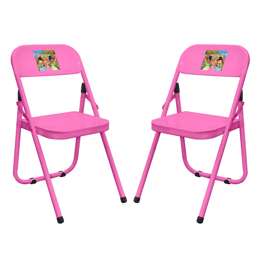 Kit 2 Cadeirinhas Rosa Infantil Metal Resistente Desenhos Divertidos Fantasia