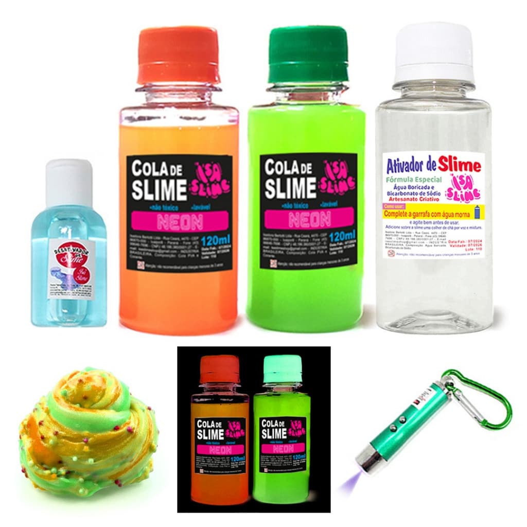 Kit Slime Novidade Neon Lembrança Festa Presente Menino