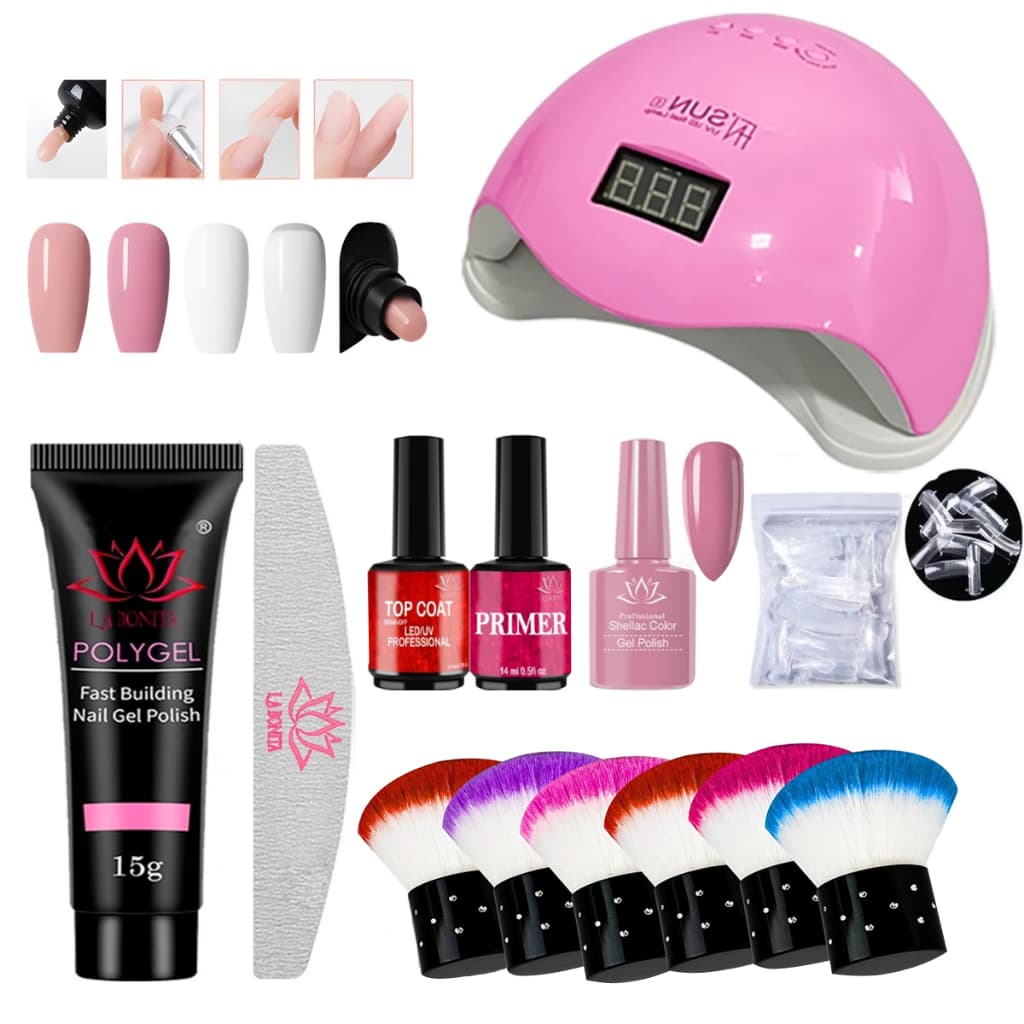 Kit Polygel Unha cabine sun led/UV Molde F1 Lixa de tips Unhas Postiça Profissional