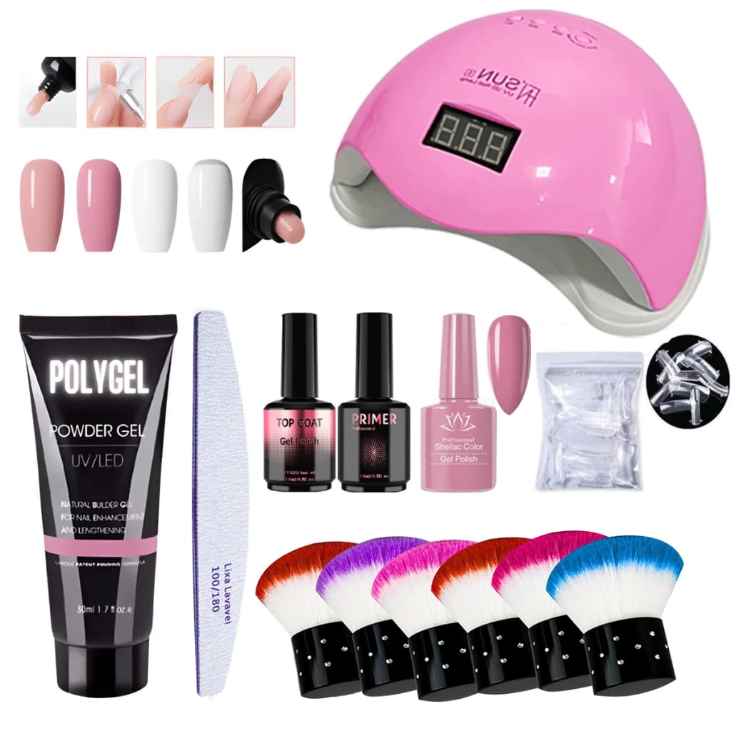 Kit Unha Polygel cabine sun led/UV Molde F1 Lixa de tips Unhas Postiça Profissional