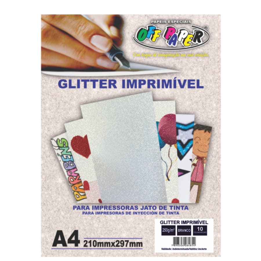 Kit com 10/20/30/40 Ou 50 Folhas do Papel Glitter Imprimível A4 250g ARPEPEL