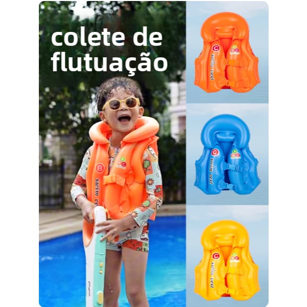 Colete Inflavel Boia para Piscina Praia Infantil Flutuador Salva Vidas para Criança e Bebê Unissex 12 A 25kg e25---50 kg