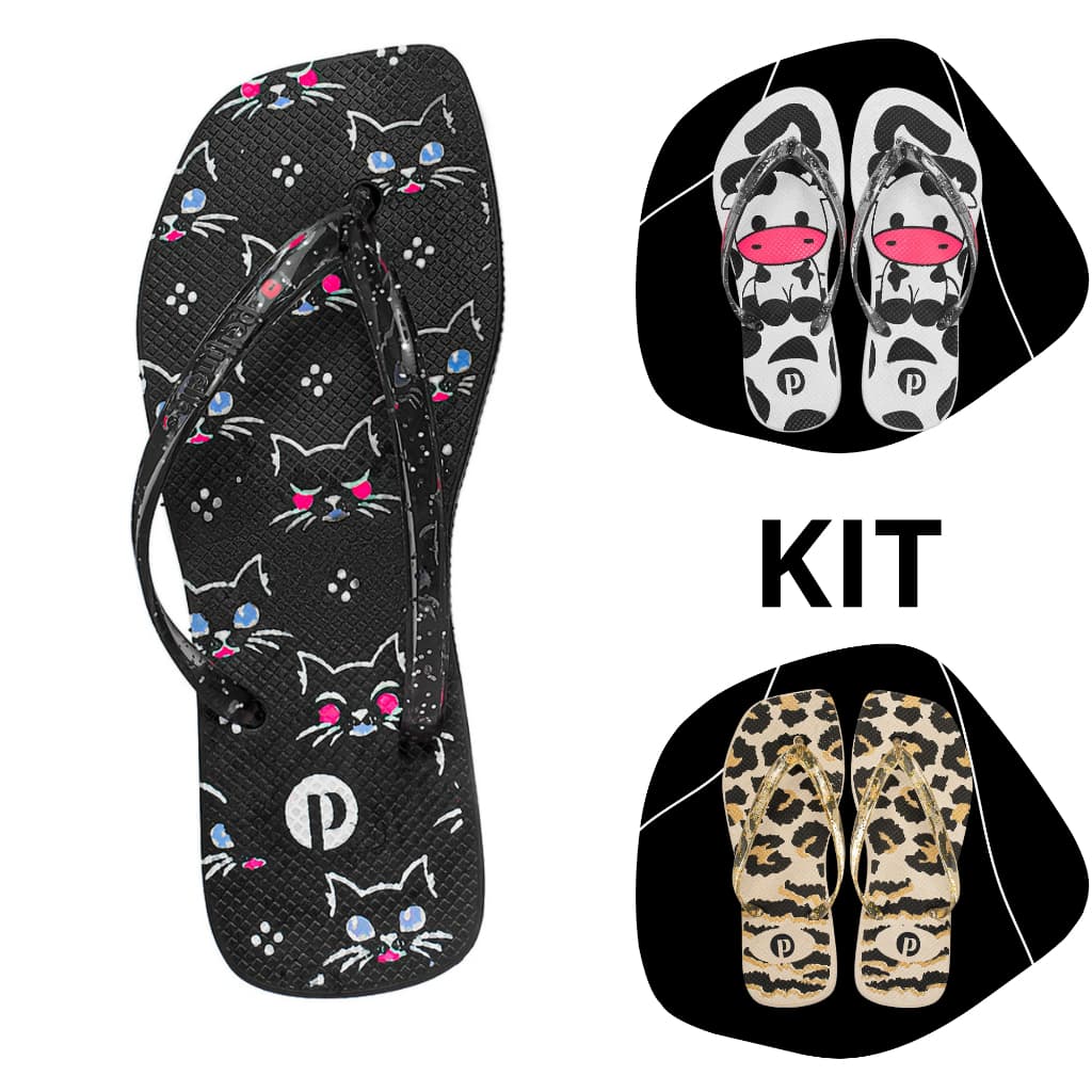 Kit Chinelos Femininos Praia Casual Estampaado Passeio