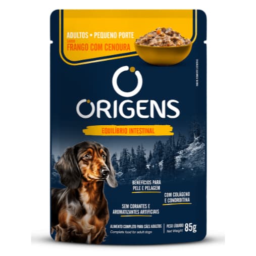 Sachê Origens Premium Especial Cães Adultos Pequeno Porte Sabor Frango com Cenoura 85 g