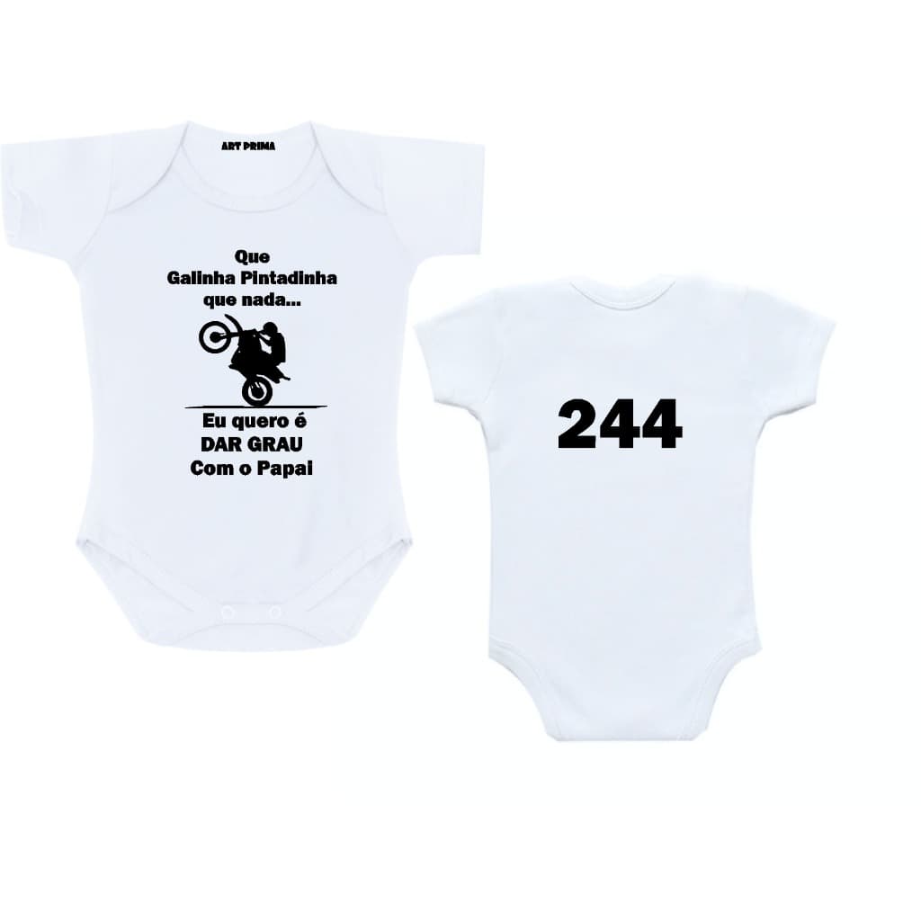 Body Moto Personalizado Que Galinha Pintadinha Nada Eu Quero Dar Grau de Moto Com o Papai