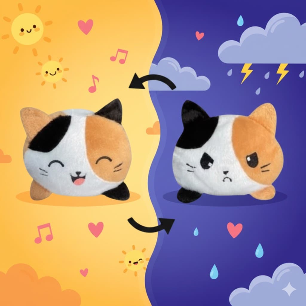 Gatinho Reversível Feliz Ou Bravo Polvo Gato