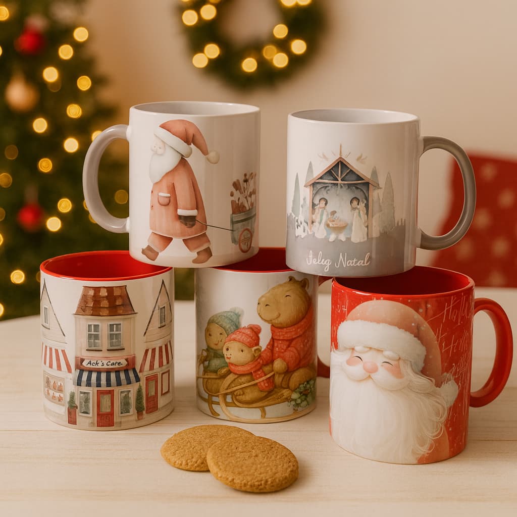 Caneca Natal Café 300ml Cozinha Decoração Natalina