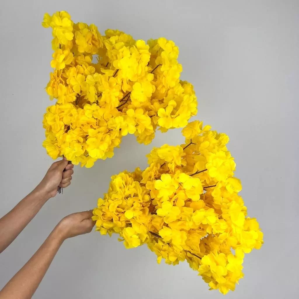 🛍️ Flor Cerejeira - 1 Galho planta artificial Decoração Casa -A-520 AMARELO
