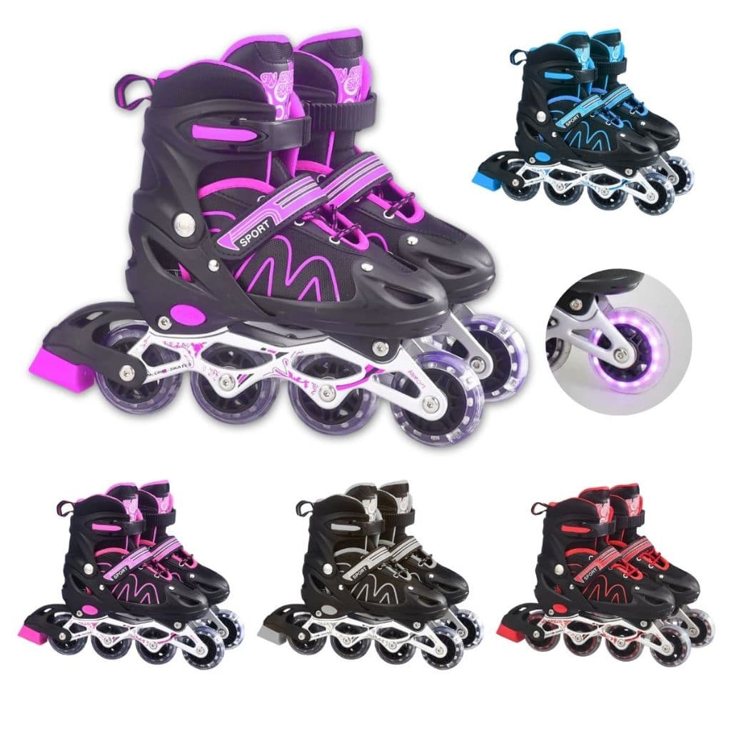 Patins Infantil Inline Roller Ajustável 4 Rodas Rodinha Led