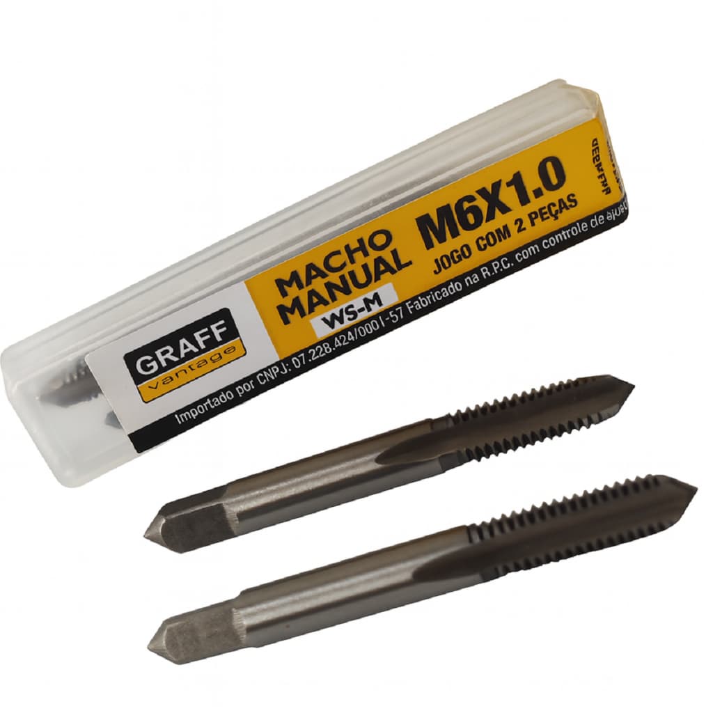 Macho Manual M6 x 1.0 WS-M em Aço Liga – Jogo com 2 Peças