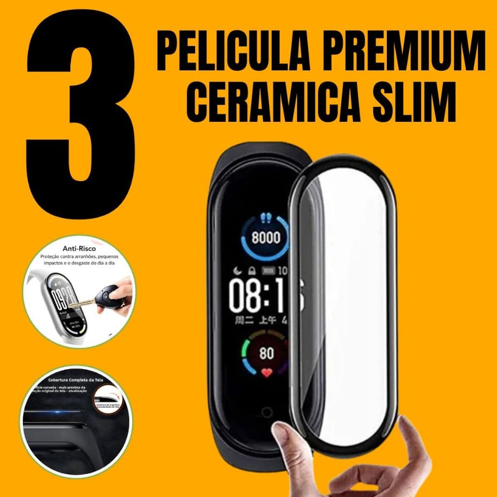 Peliculas Protetora Para Xiaomi Mi Band 7 8 9 10 Pró Linha Premium 3D Curvada e Ant Risco Ceramica Smartband