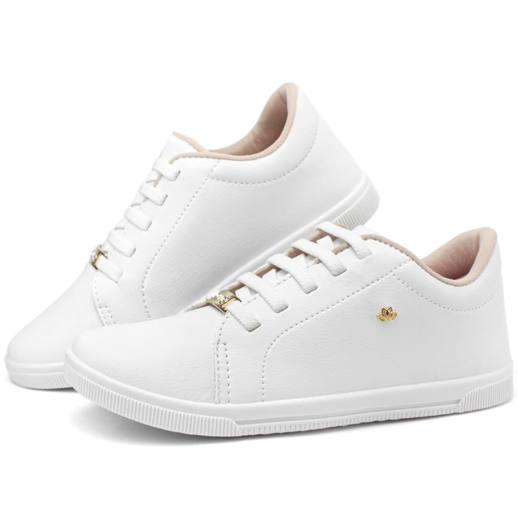 TENIS FEMININO BRANCO SAPATÊNIS ROSA CASUAL CONFORT