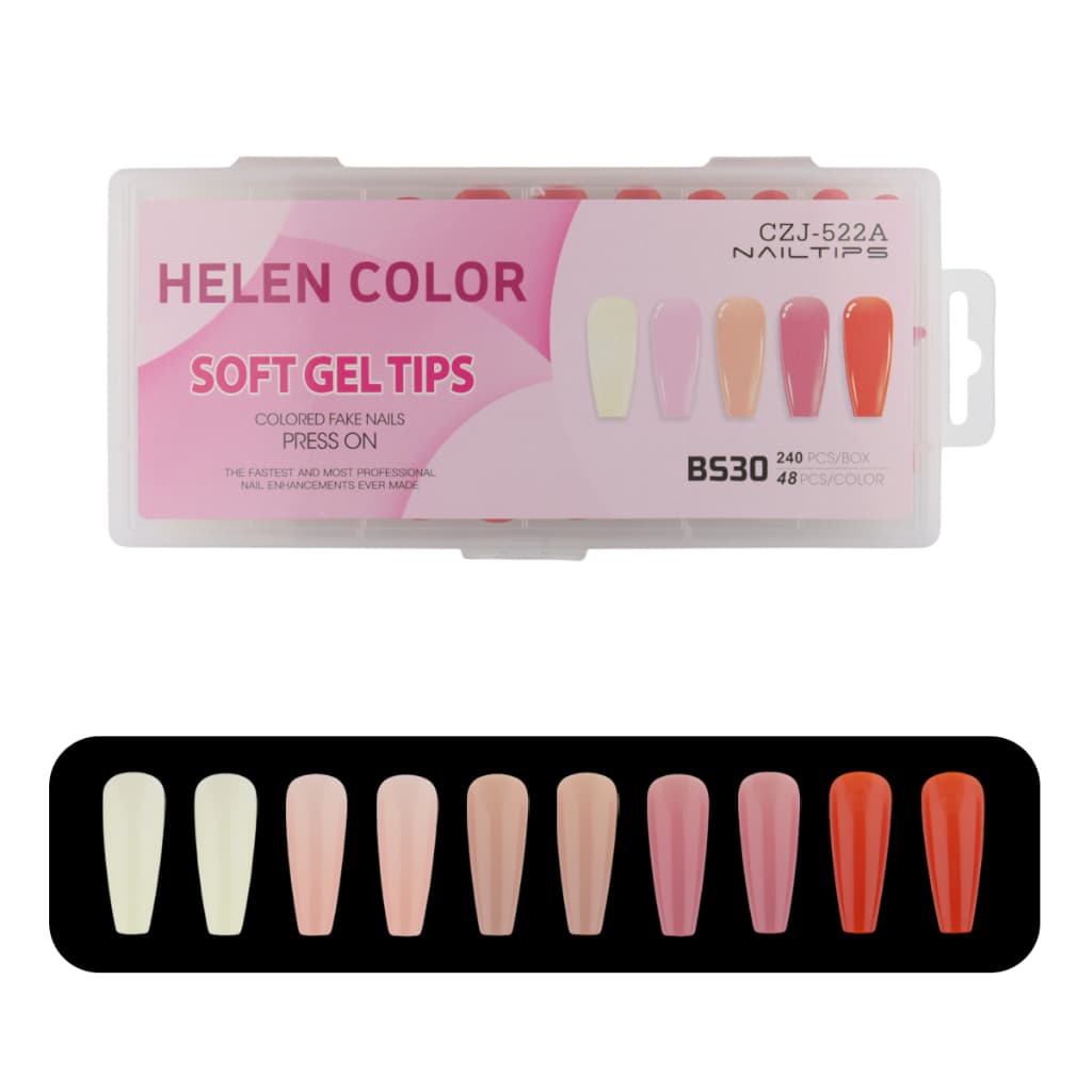 Unhas Postiças Soft Gel Almond e Bailarina Helen Color 240 Peças A Escolha das Profissionais