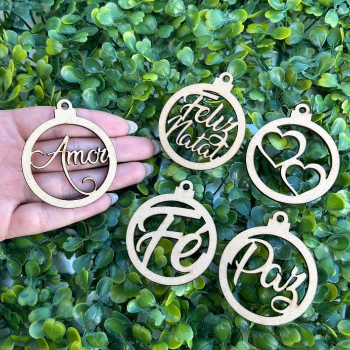 Kit 10 Bolas de Natal 5cm Circulo Mdf ou Acrilico Personalizar Árvore de Natal Enfeite Árvore Natalina Guirlanda