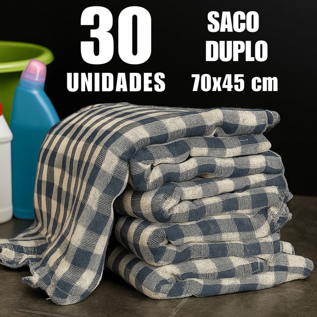 30 Panos de Chão Duplos 70×45 – Xadrez Algodão