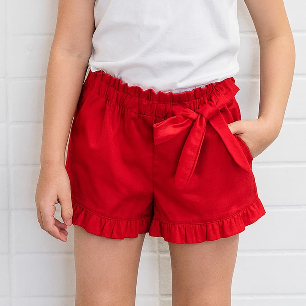 Short Infantil 100% Algodão Menina Colorido Chique Verão