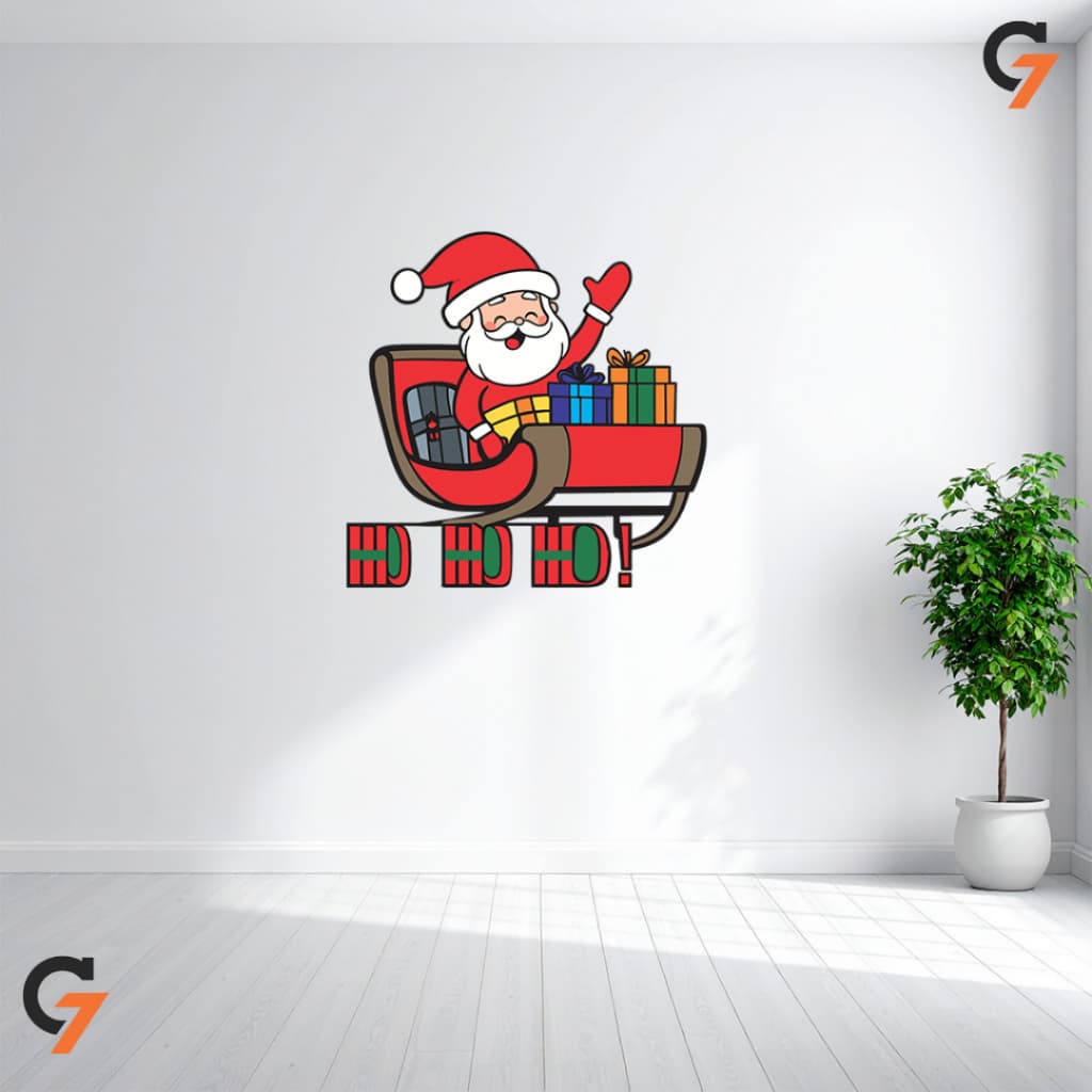 Adesivo de Parede Decoração Vitrines Lojas Natalina Papai Noel Presentes Autocolante Lavável
