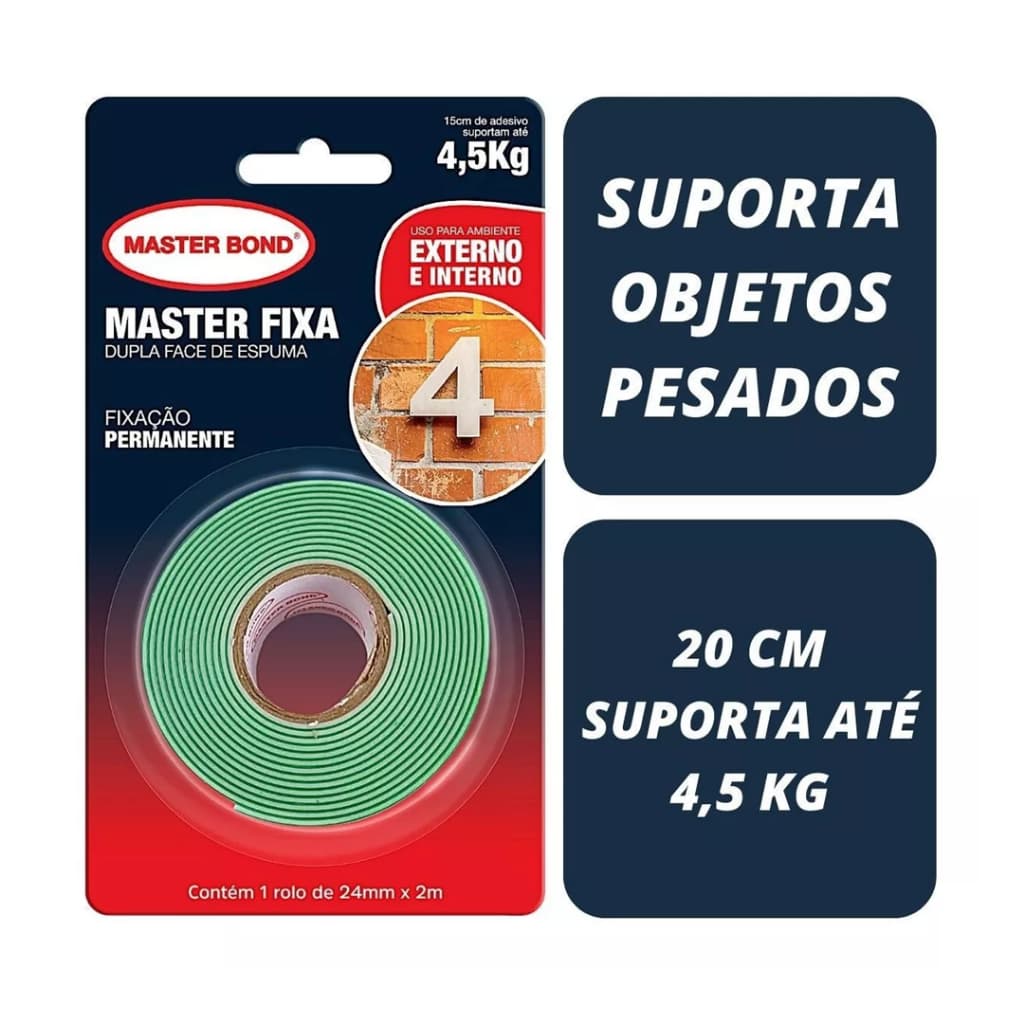 Fita Dupla Face 24mm x 2m Alta Fixação até 4,5 kg