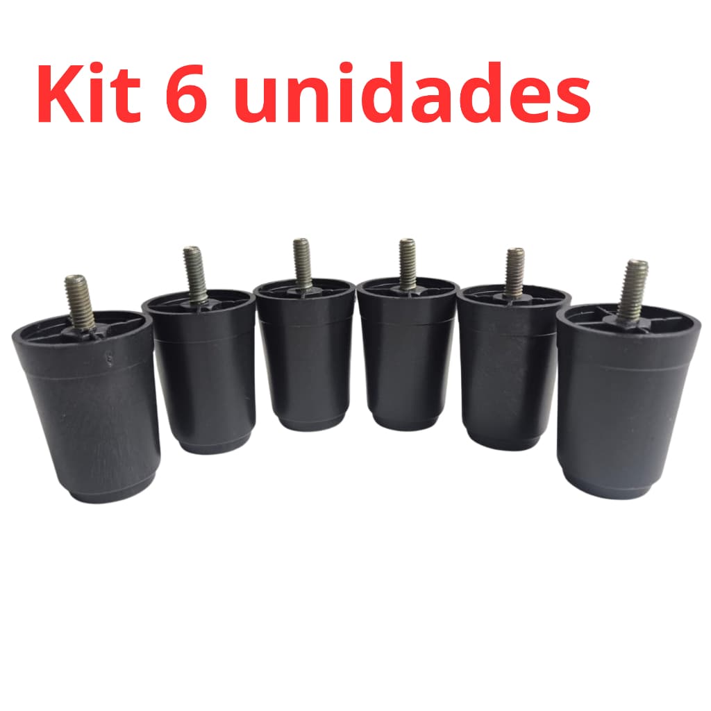 Kit Até 12 Pés Cama Box 6 cm Com Parafuso Pezinho Plástico Reforçado Universal