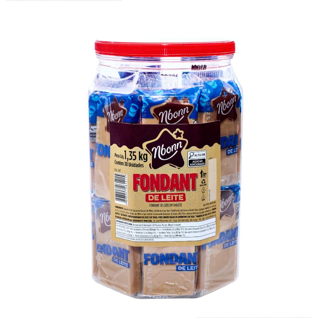 Fondant de Leite Nbonn Pote C/ 30 Unidades 1,35kg Doce de Leite