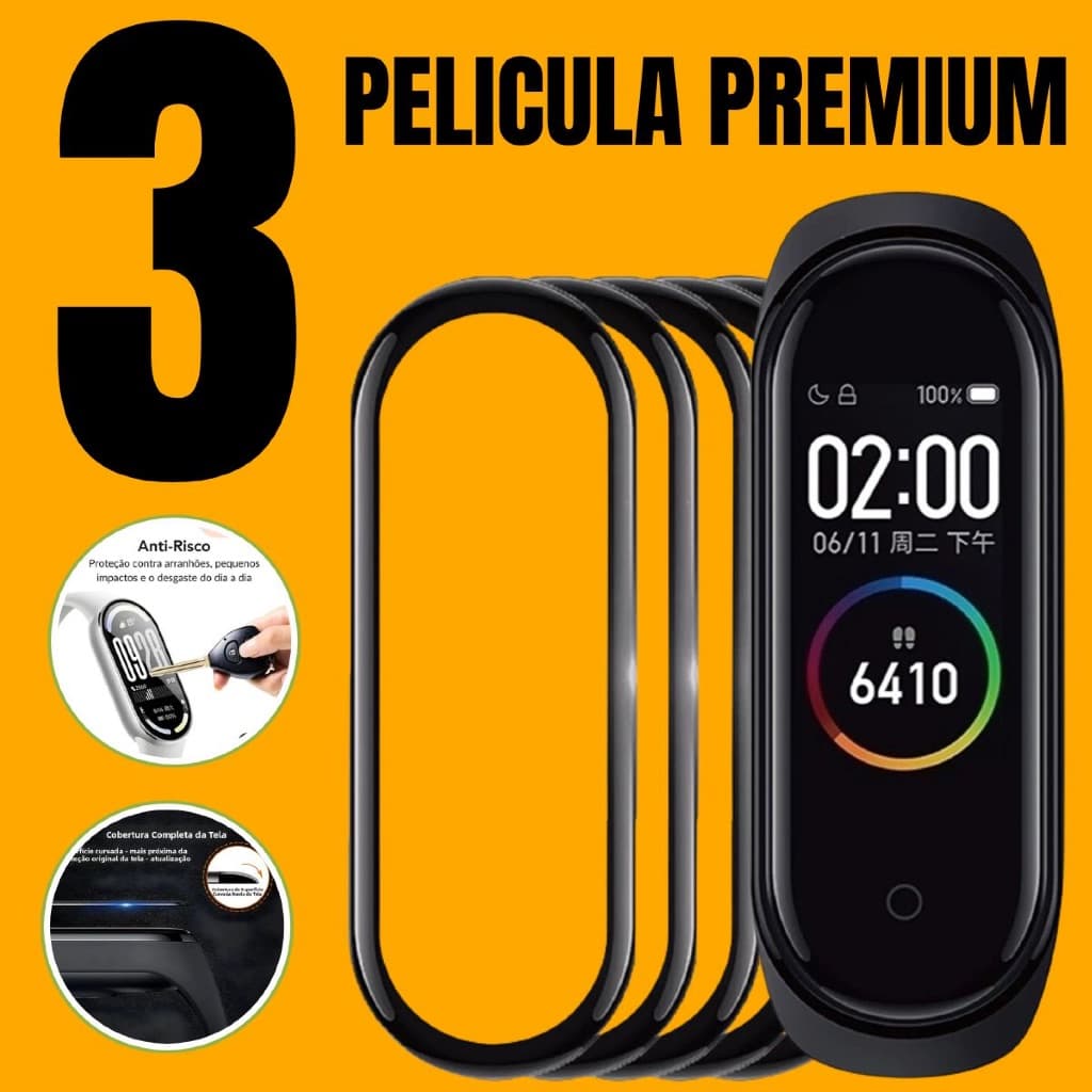 Peliculas Protetora Para Xiaomi Mi Band 7 8 9 10 Pró Linha Premium 3D Curvada e Ant Risco Ceramica Smartband