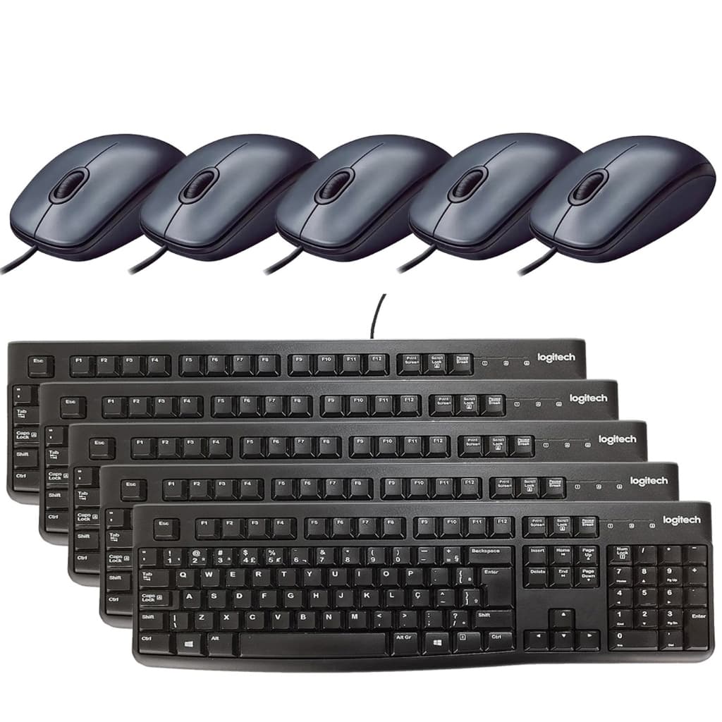 Combo Resist Água 5 Teclados + 5 Mause Teclas Ç Abnt2 C Cabo