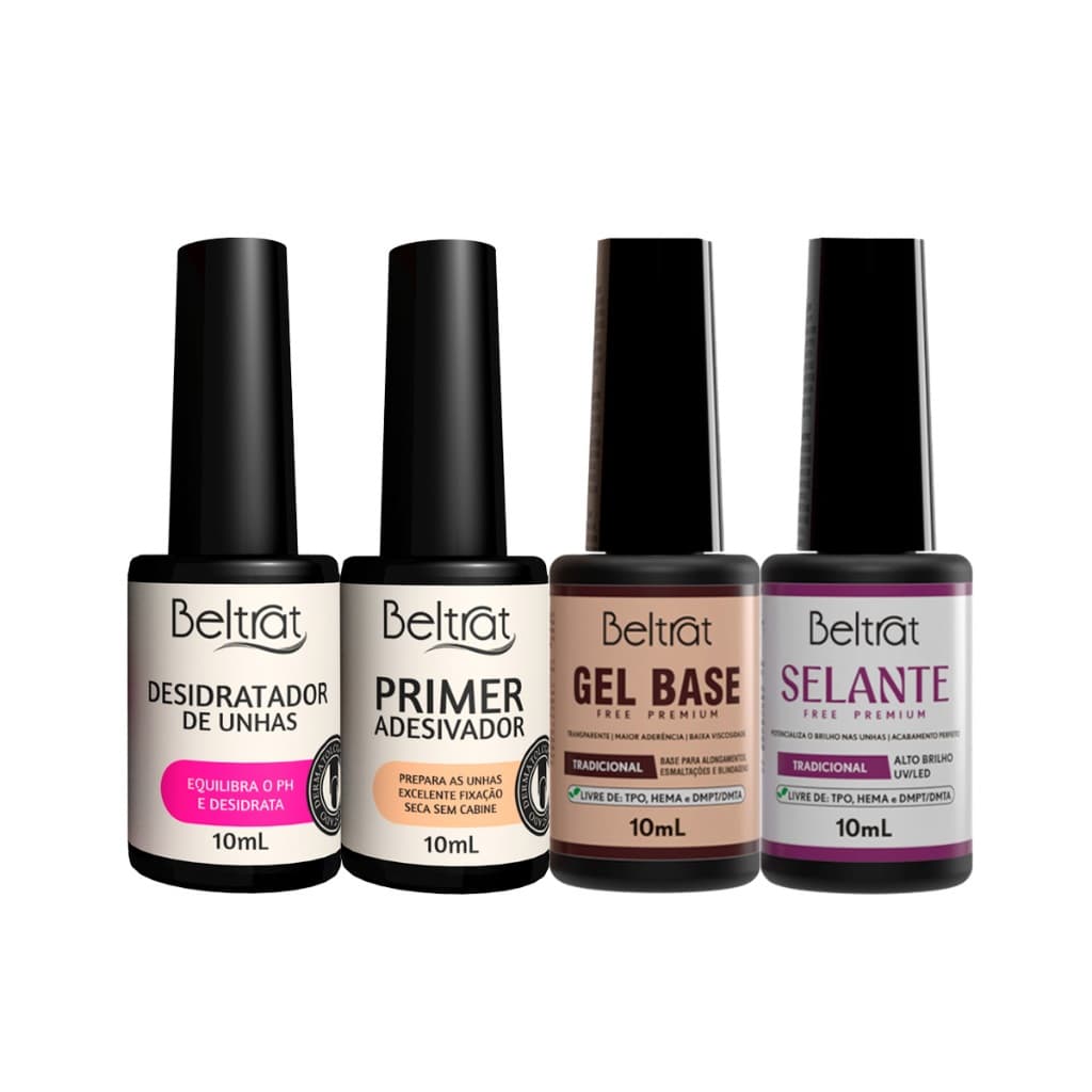 Beltrat Kit Preparadores - Desidratador De Unhas Primer Adesivador Gel Base Selante Led/Uv
