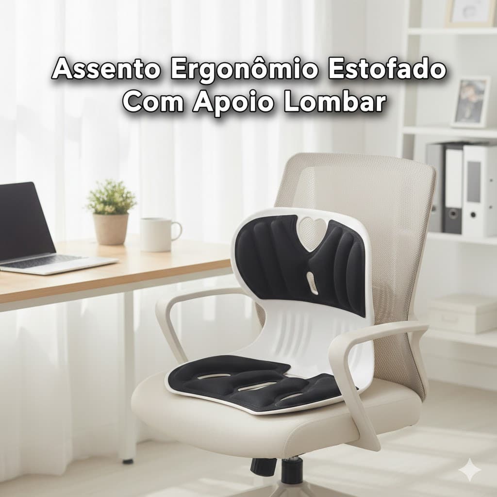 Assento Ergonômico Estofado Apoio Lombar Revestimento Macio Antiderrapante Carro Sofá Cadeira Uber