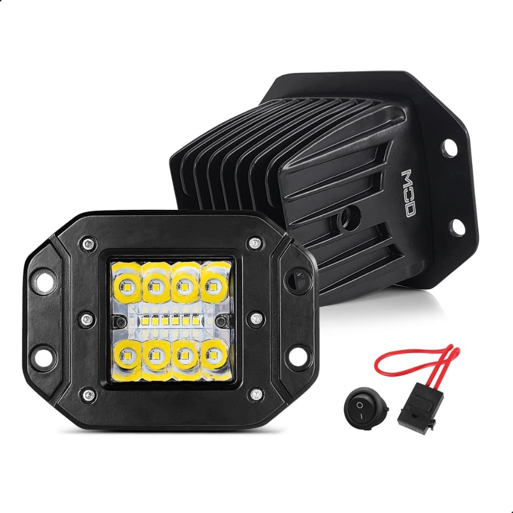 Par Farol Led Milha De Embutir 02 Pçs 48w Parachoque 12-24v Ip68 Iluminação Forte