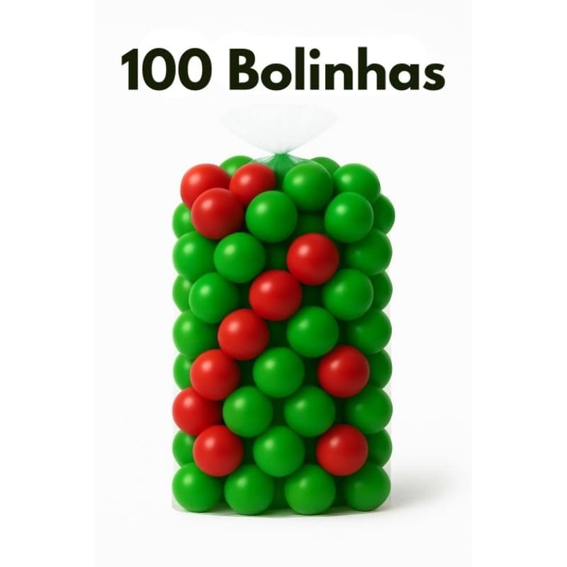 100 Unidades de Bolinha Plástica Verde e Vermelha tom Natal Piscina Promoção 50 e 100 - Não Amassam