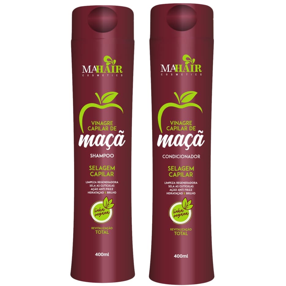 Kit Capilar Shampoo e Condicionador Vinagre de Maça Selagem Capilar Mahair Promoção!