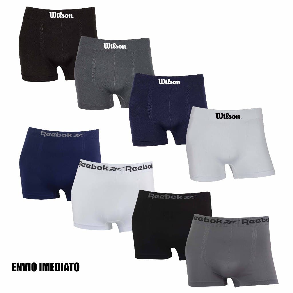 Kit 4 ou 8 cuecas boxer Reebok e Wilson Originais Microfibra confortáveis Sortidas