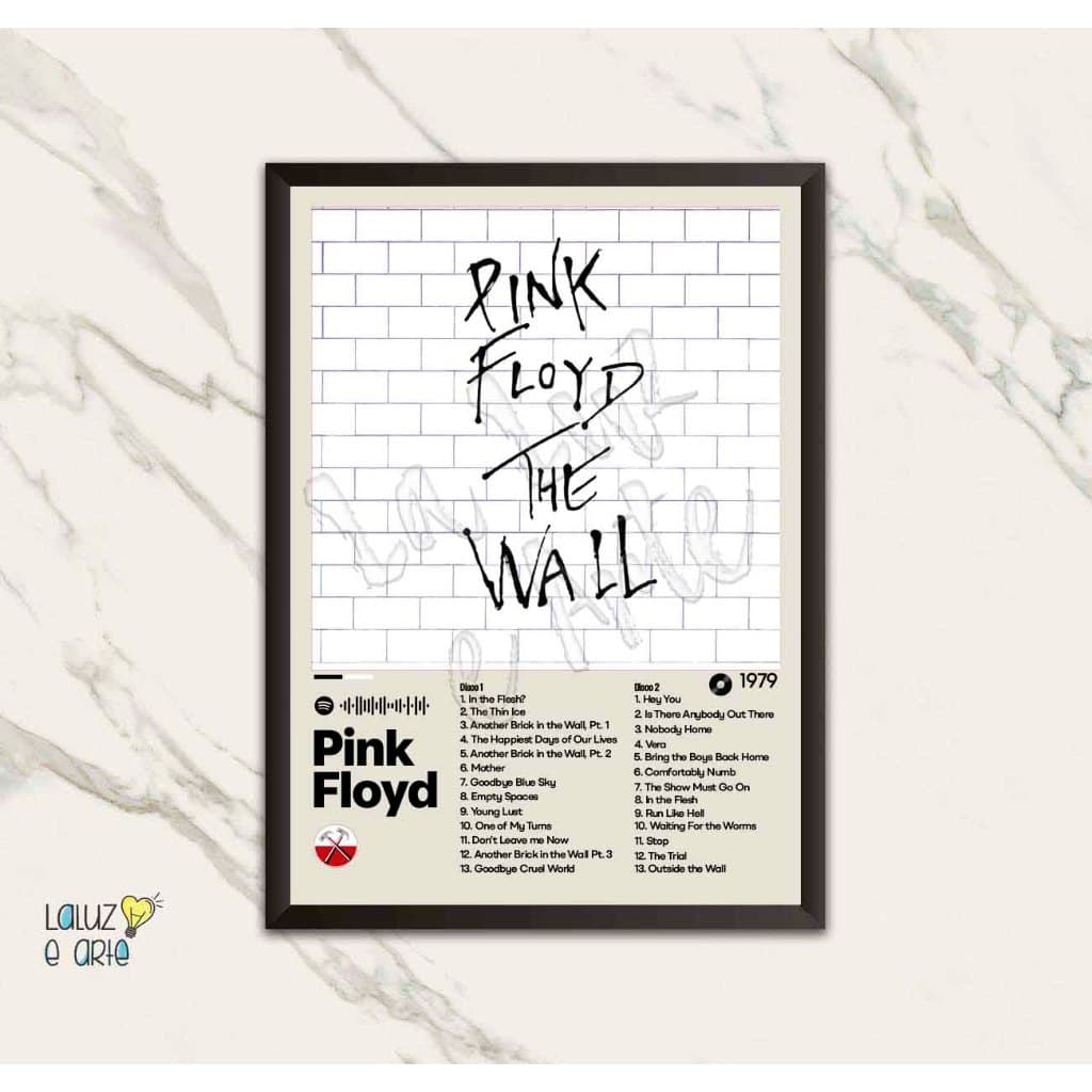 La Luz e Arte\Quadro Música\Pink Floyd\Quadro Decorativo\Spotify\Rock Progressivo\Pink Floyd The Wall