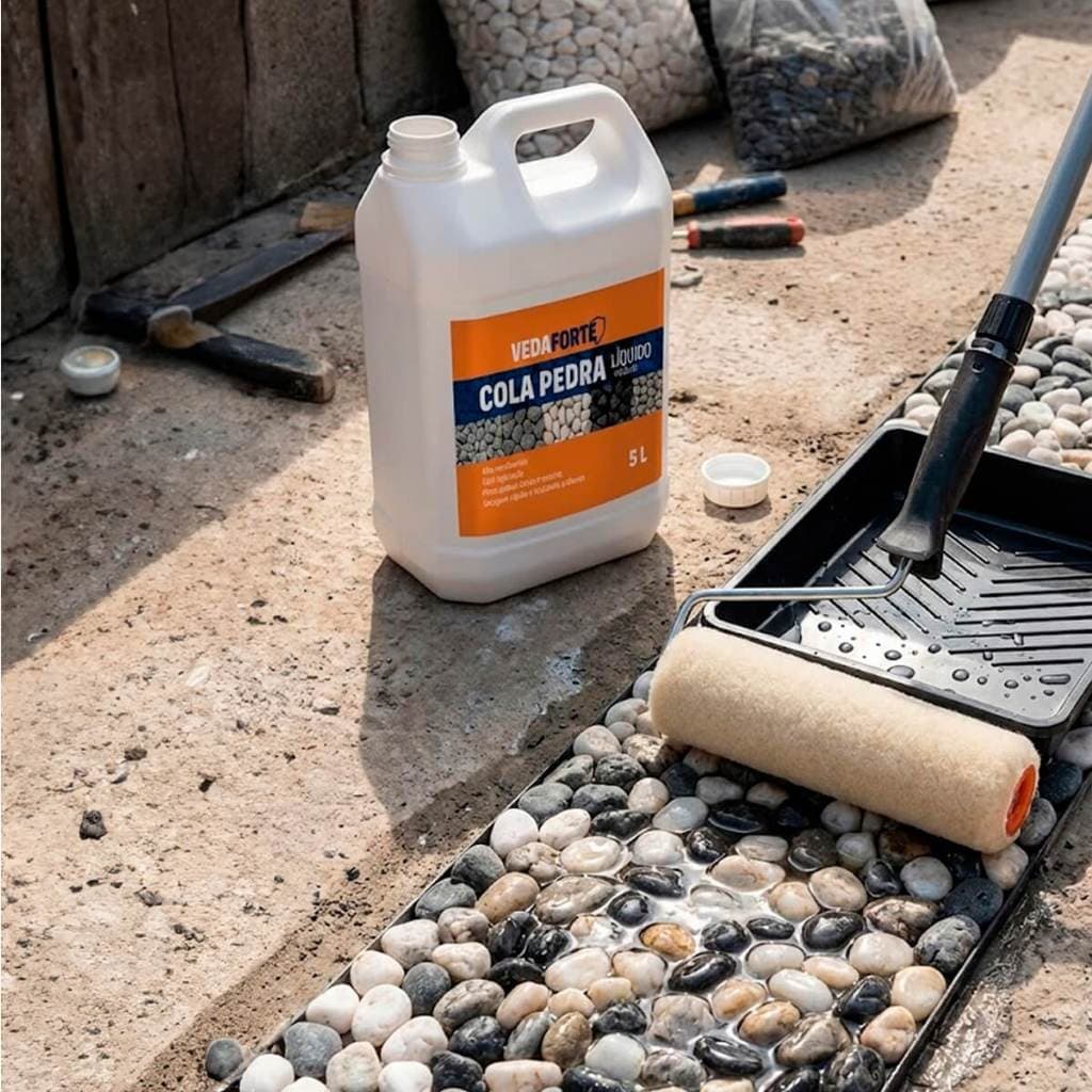 Cola Pedra Fixador Trava Pedras Soltas Seixos Para decoração Jardim passagens  5 Litros Incolor