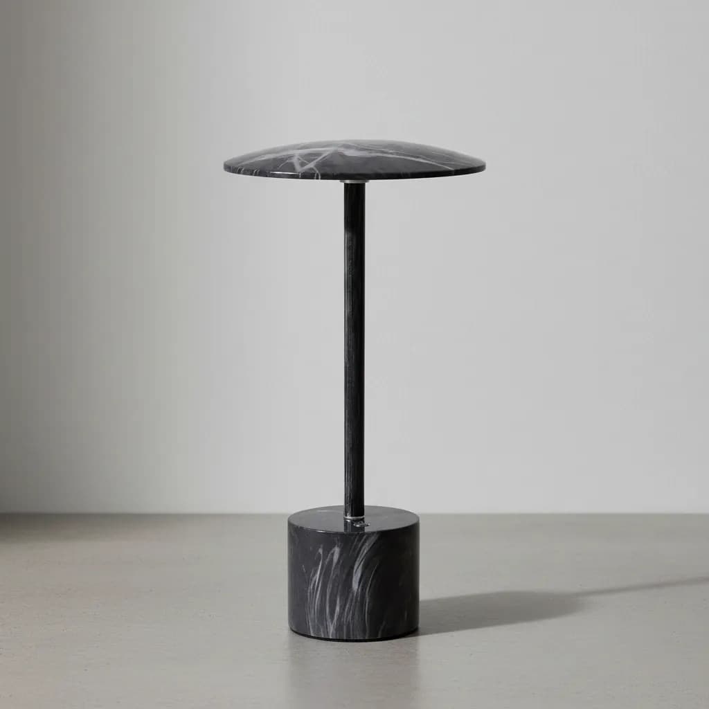 Luminária Abajur Moderna Estilo Mármore de Mesa Sem Fio Portátil Recarregável Com LED e Dimmer Pintada